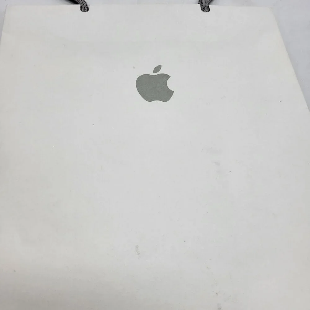 Apple Store Shopping Bag Gift Bag 11X8X5 White Grey Paper Reusable